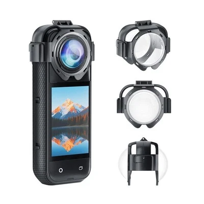 Snap-on Optical Tempered Glass Lens Kit Guard Protective Cover For Insta360 X5 - Image 1 of 4