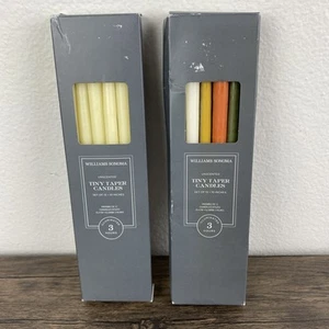 Neu im Karton Williams Sonoma winzig spitz zulaufend elfenbeinfarben & warm 12 Kerzen x 2 Stück unparfümiert in Box - Bild 1 von 11