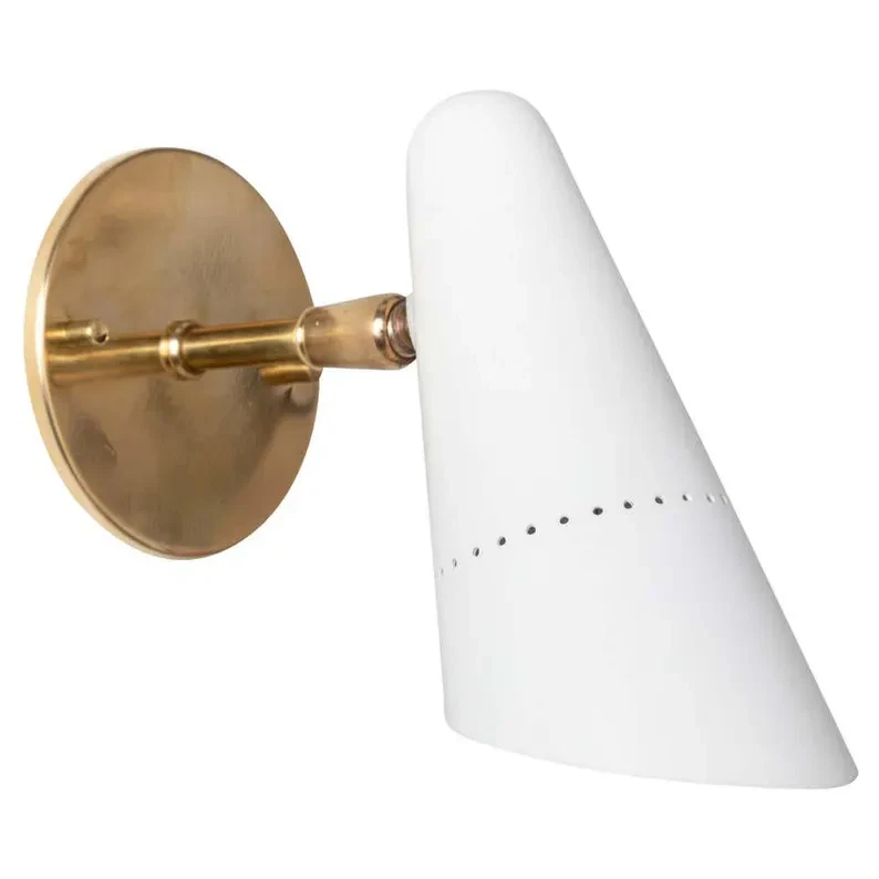 Aplique de pared de latón Mid-Century: lámpara italiana blanca mate regalo de Navidad Foto 1 de 4