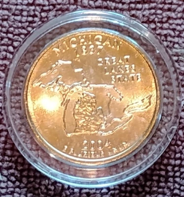 2004 Denver Mint Michigan Gold Plated Quarter in Capsule Uncirculated  - Image 1 of 2