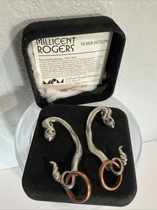 Millicent Rogers Vintage Snake Sterling Copper Earrings - Picture 1 of 10
