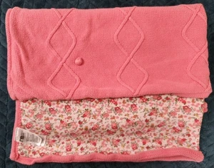 Mothercare Pink Knitted Blanket Floral reverse flowers jersey 70x90cm - Picture 1 of 5
