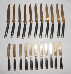Vintage 22 Pc Lot Siam Brass Bronze Tableware Dinner Knives Spreaders Flatware - Picture 1 of 24