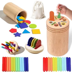 Developmental Montessori Toys Wooden Material Color Sorting Toys 1-3 Year Old - Picture 1 of 11