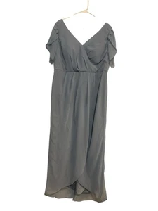 AW Abito formale da damigella d'onore ballo taglia 18 Halter usato grigio (r) - Foto 1 di 3