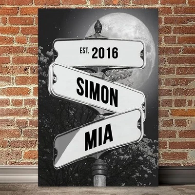 Personalized Name Vintage Street Sign Poster Custom Name Intersection Sign Print - Image 1 of 4