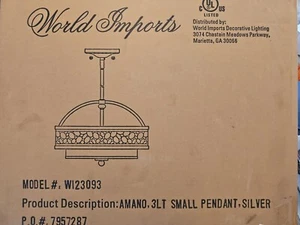 World Imports Amano Collection 3-Light SILVER small Pendant - Picture 1 of 4