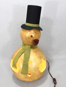 Meadowbrooke Gourds LIGHT-UP GOURD SNOWMAN 16" for Winter/Christmas Handcrafted - Picture 1 of 10