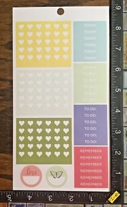 TIRAS DE CORAZÓN DE THE HAPPY PLANNER, UNA HOJA HERMOSAS PEGATINAS DE PAPEL #GDL03 - Imagen 1 de 2