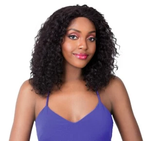 IT'S A WIG 100% NATURAL HUMAN HAIR WIG HH SWISS LACE FRONT WET N WAVY DEEP  - Picture 1 of 9
