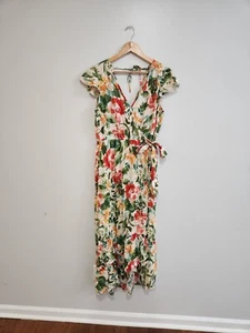 Band of the Free Midi Baumwollmischung, Faux Wickel Blumen Kleid, Größe L. - Bild 1 von 10