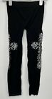 Freckley Junior's Girl's Nylon Blend Black Sparkle Cross Leggings Size S/M 4576