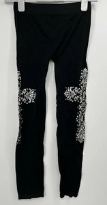 Freckley Junior's Girl's Nylon Blend Black Sparkle Cross Leggings Size S/M 4576 - Picture 1 of 12