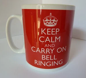 KEEP CALM AND CARRY ON BELL BELLS RINGING GIFT MUG CUP CHURCH CAMPANOLOGY - Picture 1 of 3