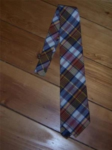 Lands End Necktie Red White Blue Plaid 100% Cotton Made in USA NEW - Picture 1 of 1