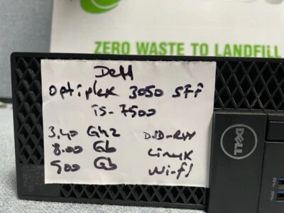 Dell OptiPlex 3050 SFF Intel  i5 7500 3.4GHz 8GB 500GB DVDRW WIFI  Linux Ubuntu - Image 1 of 4