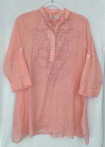 Paparazzi Tunic Womens S Pink Embroidered Cotton Blend Flowy Fit Shirt Top New - Picture 1 of 12