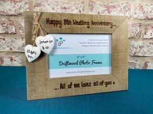 Personalised Photo Frame Driftwood | Any Wording Engraved | Custom Bespoke - Picture 1 of 12
