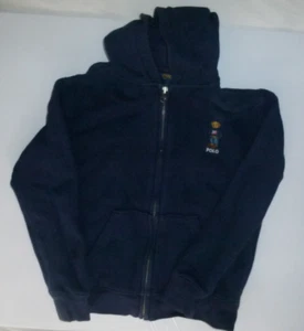 Polo Ralph Lauren Boys' Full Zip Navy Sweatshirt w Polo Bear Emblem Size 6 - Picture 1 of 5