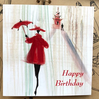 FASHION ART BIRTHDAY CARD ROMANTIC FOR HER;TOPSELLER QUALITY BLANK;UK MADE - Image 1 of 4