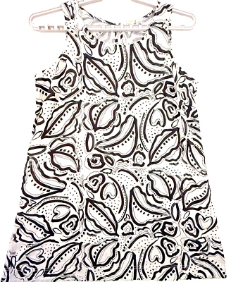C&C California 1X 100% Linen Sleeveless Shift Dress Positively Curvy Blk & White - Image 1 of 4