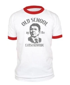 OLD SCHOOL CONSERVATIVE - Ronald Reagan - Baumwolle RINGER T-Shirt - Bild 1 von 7