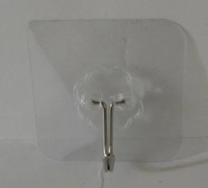 Wall Hanging Hooks Clips Clear Adhesive Back Strip Stickers, pack of 18 - Picture 1 of 2