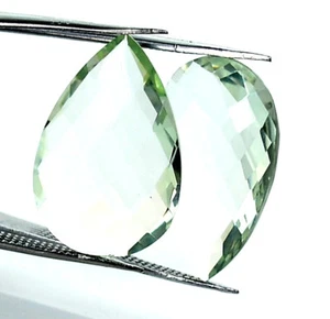 13.9 Cts Natural Green Amethyst Pear Briolette Cut Pair 20x13 mm Loose Gemstones - Picture 1 of 8