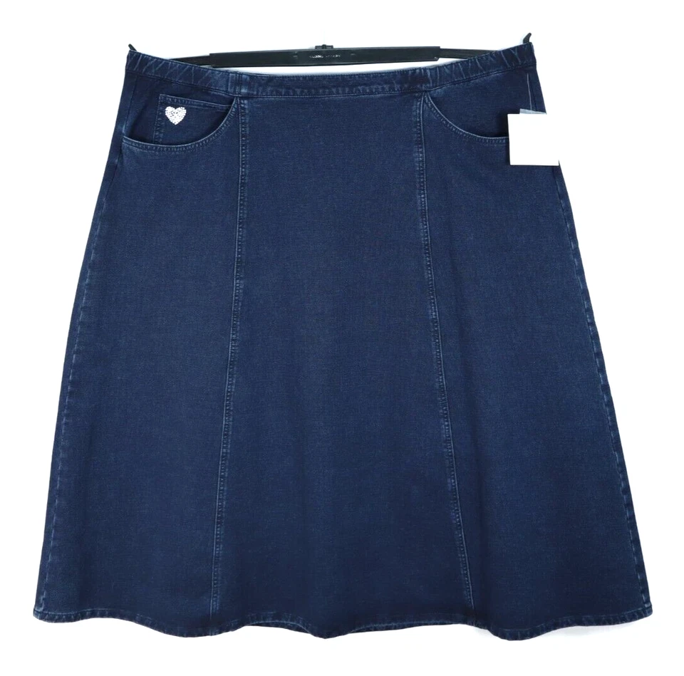 NWT DREAM JEANNES By QUACKER FACTORY Women A-Line Skirt Denim Jean Blue 2X Plus - Image 1 of 4