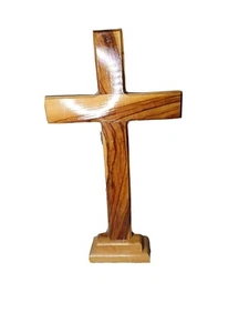 Croce in legno di ulivo fatta a mano Gerusalemme Terra Santa religiosa da parete legno naturale - Foto 1 di 2