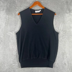 Vintage St. Croix Sweater Vest Mens Medium Black Zephyr Wool USA Grandpa - Picture 1 of 8