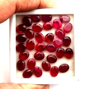 Natural Ruby Oval Cut Loose Gemstone Lot 5 Pcs 7*9 MM 13 CT - Picture 1 of 5