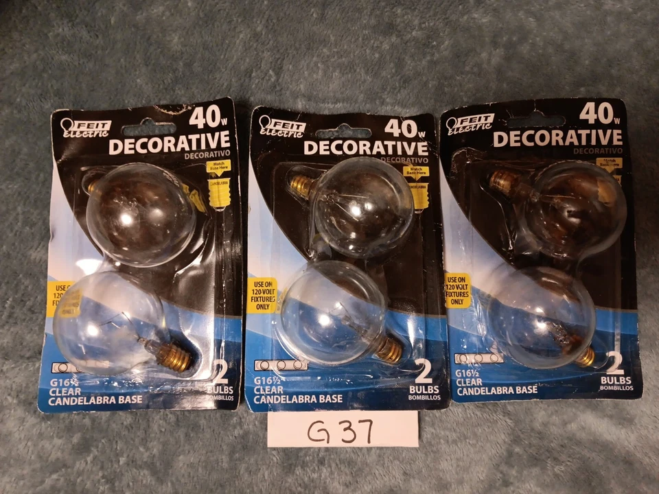 6 Feit 40W G16.5 Clear Globe Bulbs - Image 1 of 1