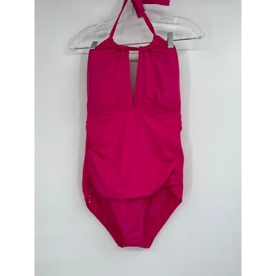 Lauren Ralph Lauren Pink Ruched tummy Control One-Piece Swimsuit Size 12 NWT - Image 1 of 4