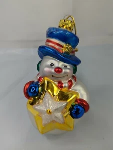 Ornamento de muñeco de nieve de vidrio BK 5 pulgadas 1999 - Imagen 1 de 6
