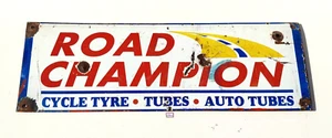 1940s Vintage Road Champion Cycle Tyre Tube Advertising Enamel Sign Board EB264 - Picture 1 of 5