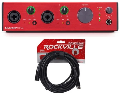 Focusrite Clarett+ 2Pre USB-C Audio Recording Interface JFET/ADAT + XLR Cable - Image 1 of 4