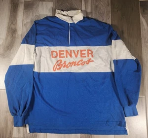 De colección NFL Denver Broncos Spellout Manga Larga Rugby Talla XL 70s 80s  - Imagen 1 de 12