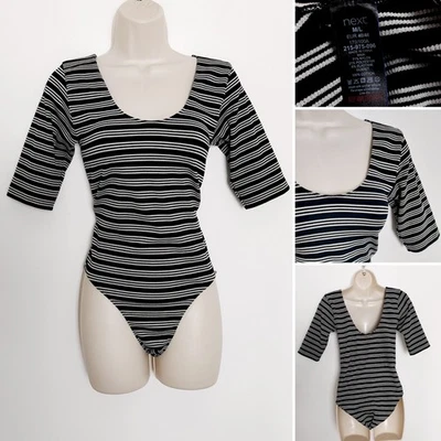 Next Body negro y blanco a rayas acanalado espalda baja cuchara talla mediana - grande Foto 1 de 4