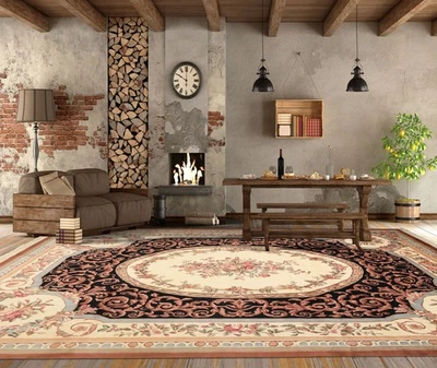 8'11''x11'11'' Hand Knotted Wool Ivory Aubusson Savonnerrie Botanical Rug - Image 1 of 4