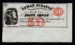 Lyman Ayrault Commercial Broker 1862 50c UNCIRCULATED Broken Banknote! - Picture 1 of 2
