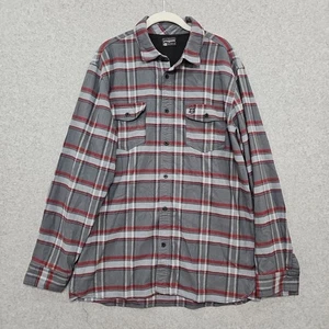 Camisa de franela con botones Mt Ops para hombre talla XL gris a cuadros manga larga logotipo - Imagen 1 de 12