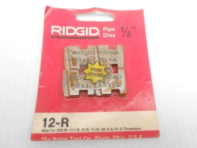 RIDGID 1/2" 12-R PIPE THREADING DIES 00-R 111-R 0-R 11-R 30-A 31-A THREADERS. - Image 1 of 2