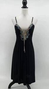 Soul Revival Kleid Damen Medium schwarz Träger türkis Perlen Häkel Boho - Bild 1 von 10