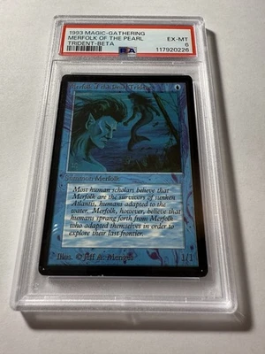 Merfolk of the Pearl Trident 1993 BETA  MTG PSA 6 EX-MT Vintage - Image 1 of 3