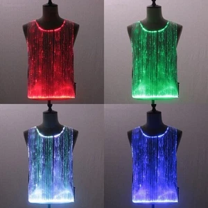 LED Luminous Dance Vest Club Bar Fiber Optic Colors Change Costume Prop Glowing - Picture 1 of 15