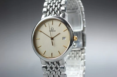 [Почти как новый w/бумага] OMEGA De Ville ссылка 396.1012 золотой циферблат кварцевые мужские часы - Изображение 1 из 4