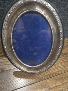 Antique SILVER Plated OVAL PHOTO PICTURE FRAME 7" x 5" ORNATE - Picture 1 of 4