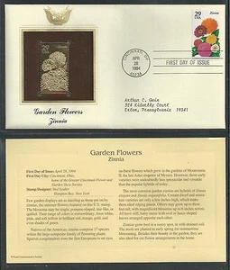 #2830 GARDEN FLOWERS, Zinnia 1994 Gold Foil First Day Cover - Picture 1 of 1