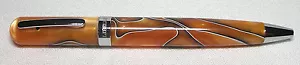 Libelle of New York Orange Swirl Vortex Ball Pen With Very Nice Leather Pen Case - Picture 1 of 10